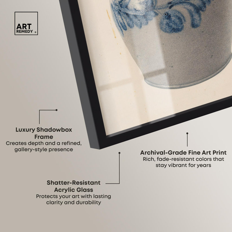 «Blue Vine Shadowbox Print» par Art Remedy, H 31 po x l 25 po, Noir