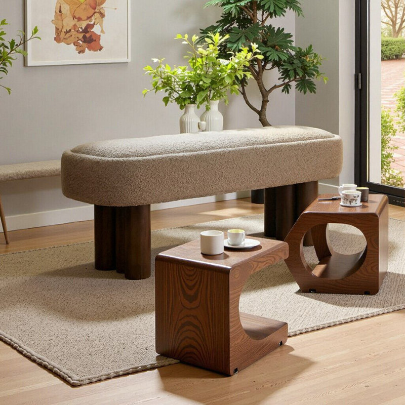 Banc de salle à manger kaki avec pieds noyer - 51,57 po de hauteur, capacité 250 s, khaki,Walnut