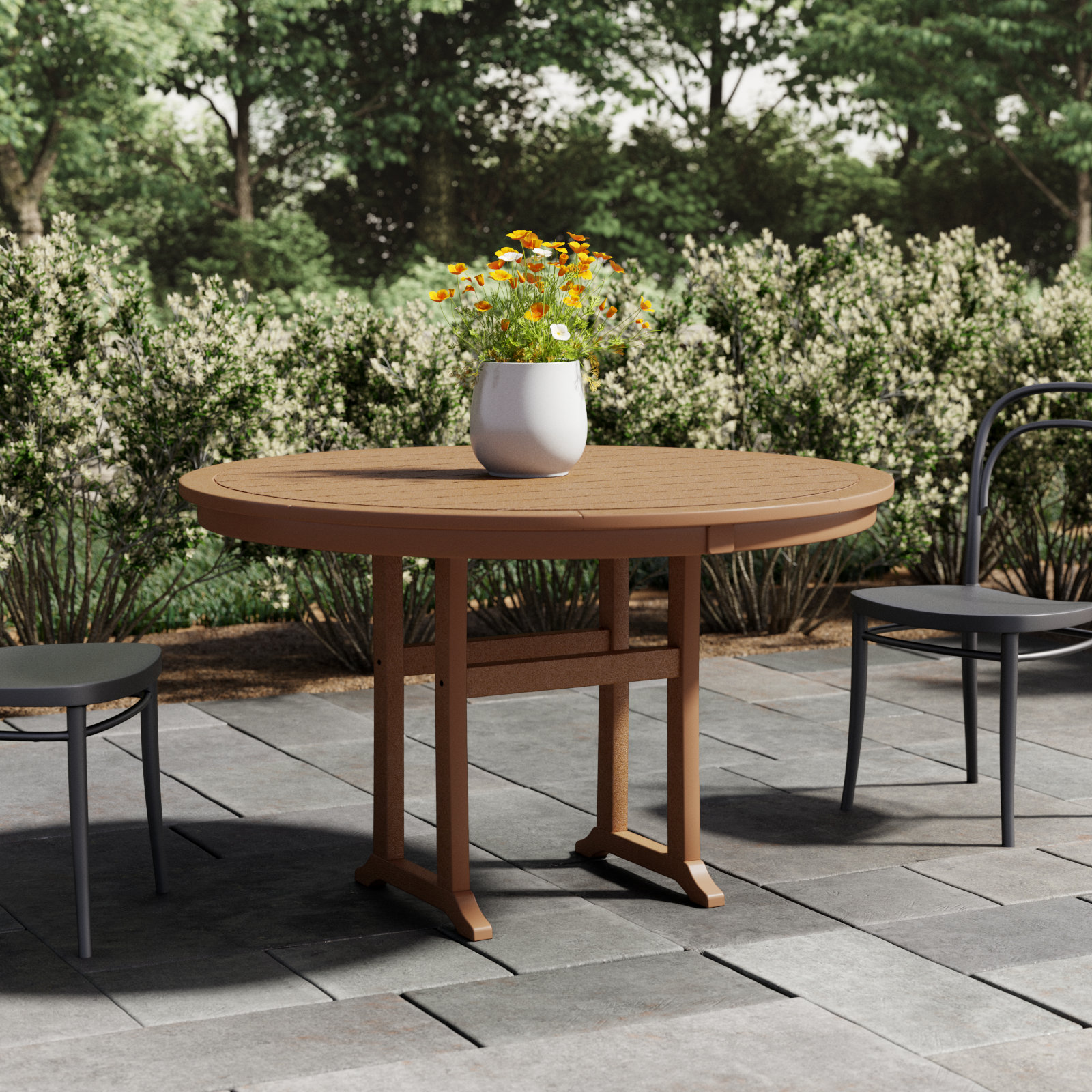 POLYWOOD® Nautical 48" Patio Dining Table, Teak