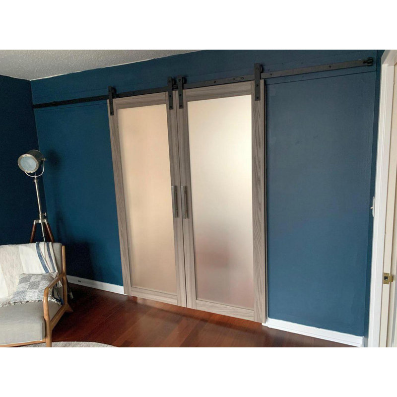 Portes de grange en verre givré Planum, 64 po x 84 po, Frêne gingembre