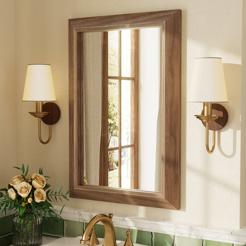 Miroir mural Amara, 24 po x 16 po, Bois brun foncé