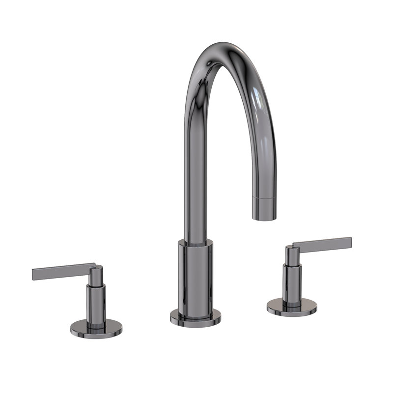 Tolmin Widespread Bathroom Faucet with Drain Assembly, Midnight Chrome