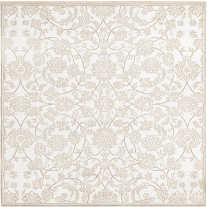 Tapis traditionnel Emigdio couleur nuage, Carré 5 pi 3 po