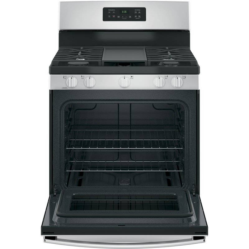 GE Appliances 30" 5 cu ft. Freestanding Gas Range with Griddle, Stainless Steel
