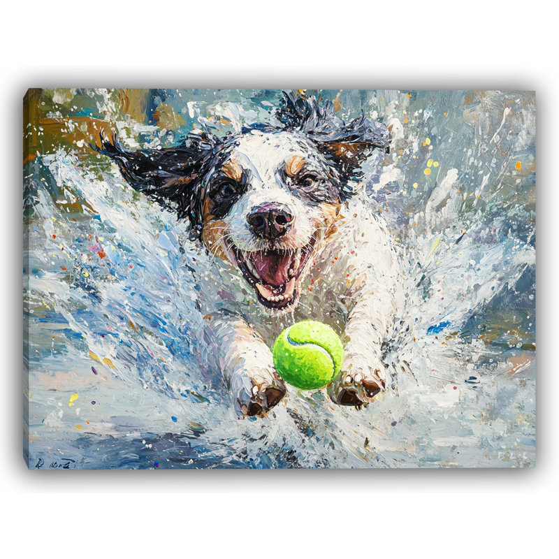 Tennis Time - Chien d'eau énergique, H 36 po x l 48 po