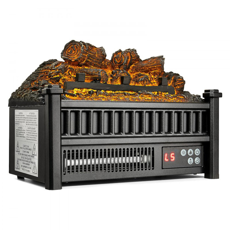 16 Inch Electric Fireplace Log Heater with Remote 5 Flame Brightness Timer