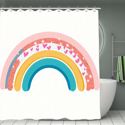 Pastel Rainbow Shower Curtains, 71 × 71