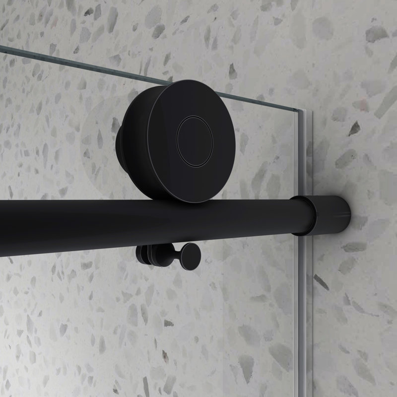 Matte Black Shower Door 6076, 70mm 304 Stainless Steel Large Pulleys, Adjustable , Nano Cleaning, Tempered Glass, Bathroom Essential 6076 Door, Design With Function, Easy Clean, Item