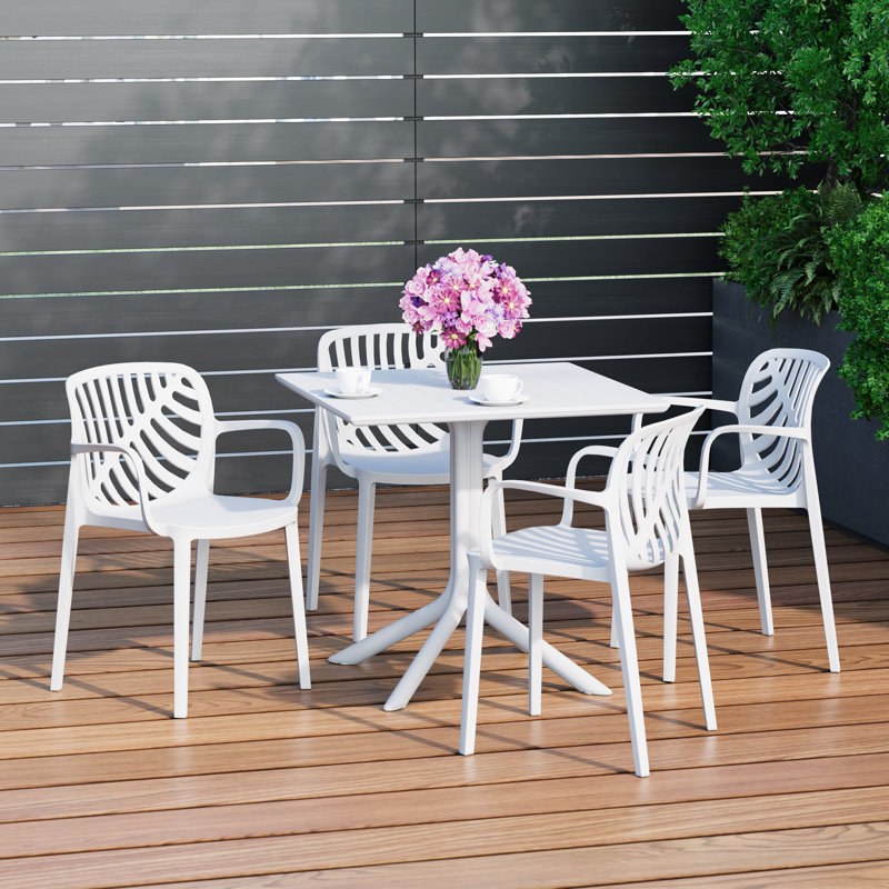 Ensemble repas carré pour 4 personnes, Blanc