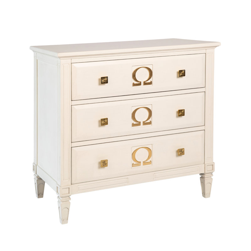 Omega Solid Wood 3 - Drawer Accent Chest, Antique White