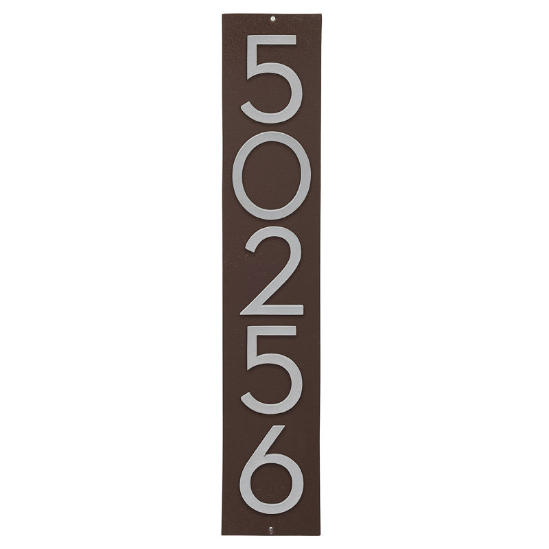 Plaque d'adresse verticale flottante 4 po (5 chiffres), Bronze romain, Argent, Oui