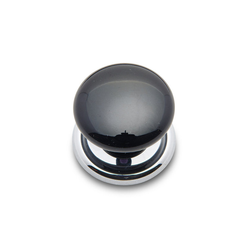 CK Series 1 1/4" Diameter Mushroom Knob, Black / Chrome