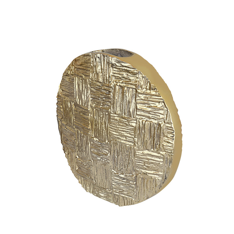 Gold Aluminum Round Decorative Table Vase