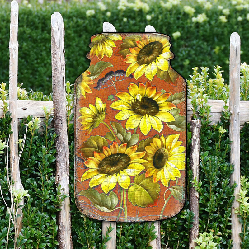 Décoration murale pot tournesol Mason