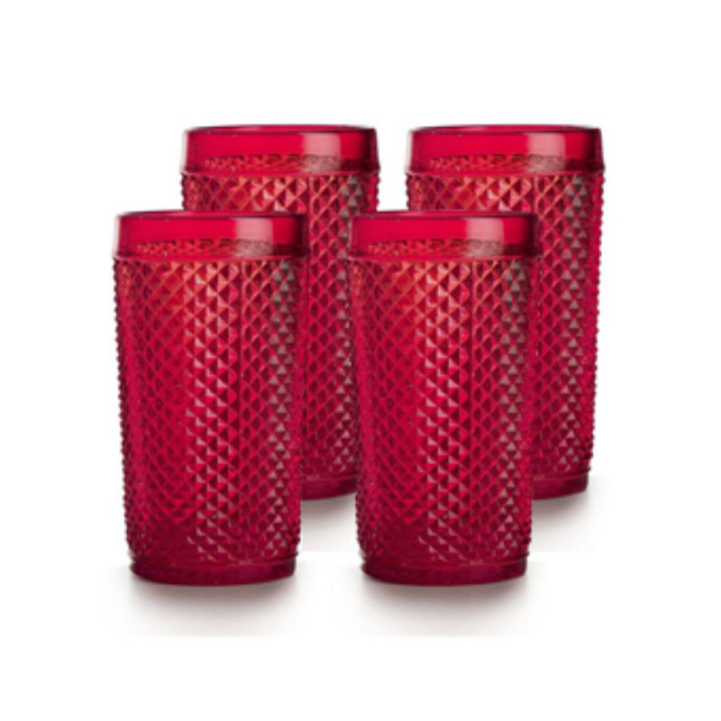 Bicos Handmade Highball Glass, Red