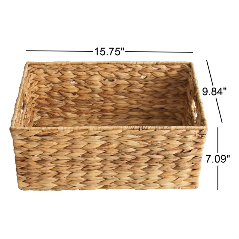 Rect Water Hyacinth Basket - Medium, 7.09" H x 9.84" H x 15.75" D