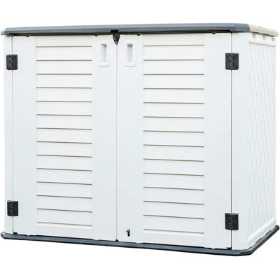 PawsomePad 260 gal. Deck Box White Patios Storage Box Outdoor Storage Shed Waterproof for Garden