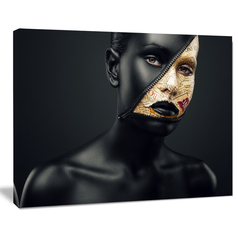 «Woman with a Zip on Face», reproduction d'impression sur toile, H 30 po x l 40 po x P 1 po