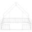 Lit double sur pied blanc avec structure en forme de maison et garde-corps - Fabriqué en pin de qualité pour un sommeil confortable-130155332