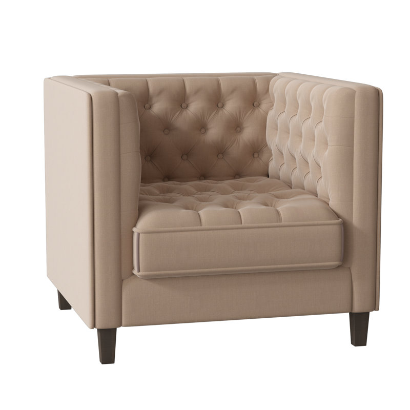 Jess Upholstered Armchair, Sachi Mouse, Brown Mahogany