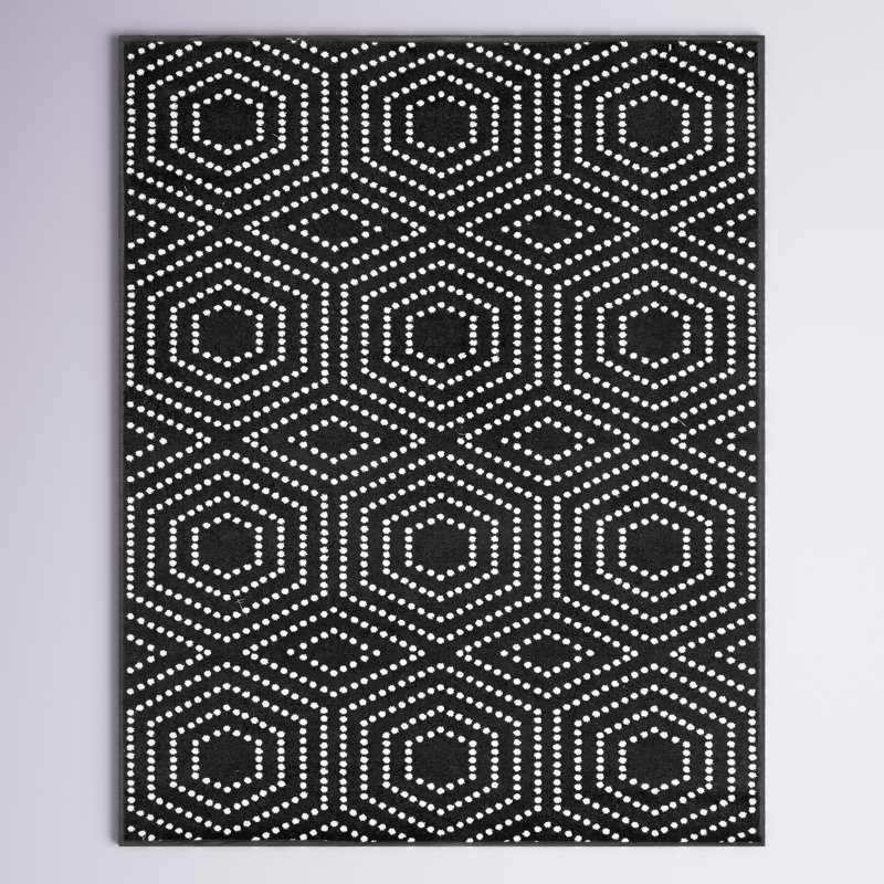 Tapis intérieur / extérieur noir Ellar, Rectangle 6 pi 7 po x 9 pi 6 po