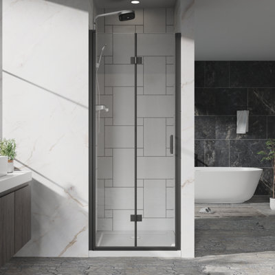 Pivot Frameless Shower Door with Bi-Fold Design 32" x 72"