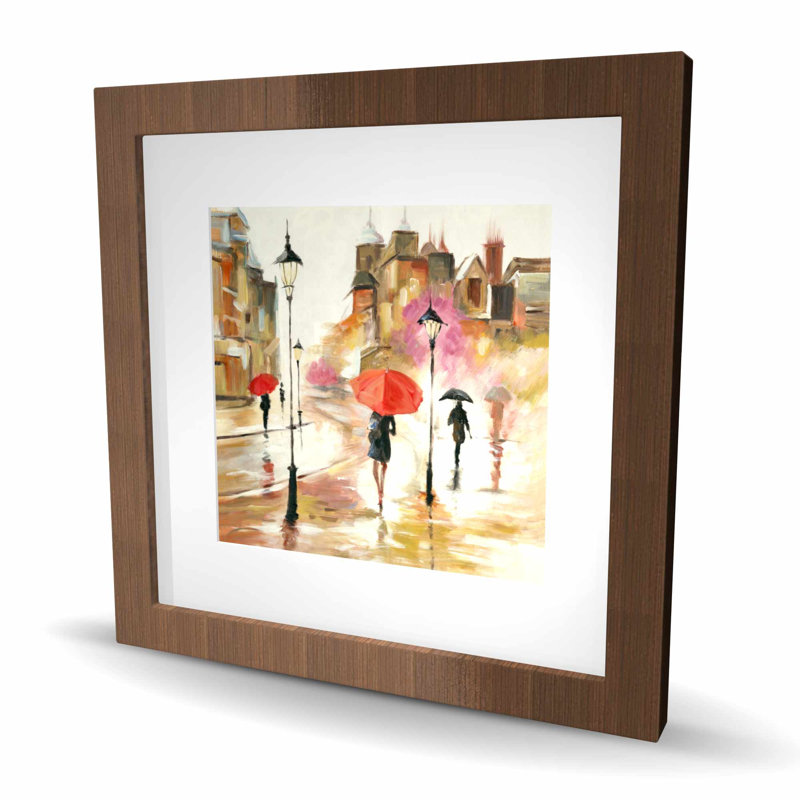 Passants sous leurs parapluies - impression de bureau romantique