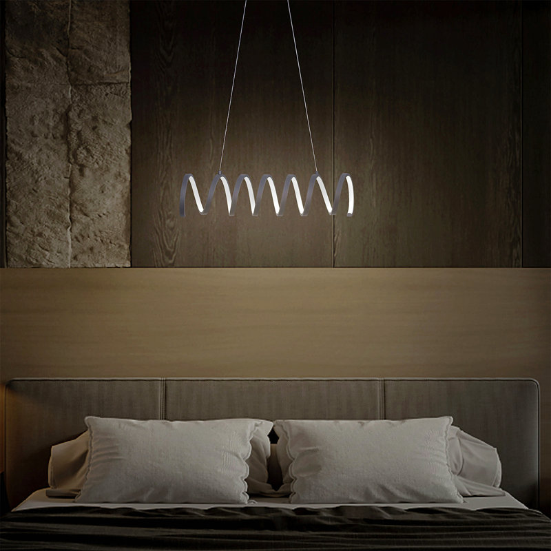 23"L X 6"H Spiral Loop Aluminum Integrated 14 W Led W/ Adjustable 47" - 12" Suspension Wire Modern Ceiling Pendant
