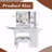 LED-Lit Vanity Desk with Built-In Power & Expandable Top – Storage Stool, Drawers & Adjustable Shelves