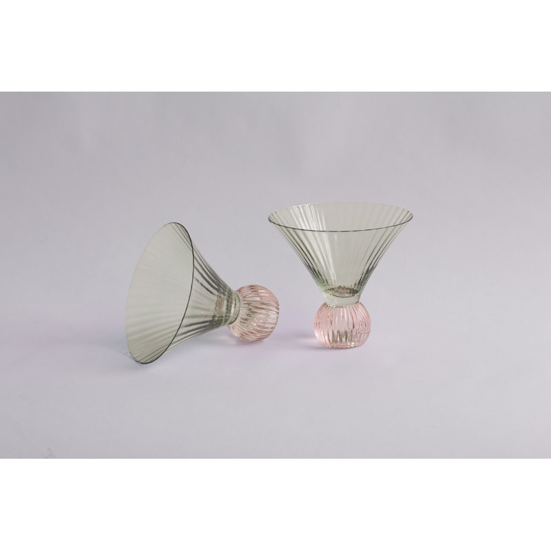 Glass Venice 6oz. Martini Glass Set, Green/Pink
