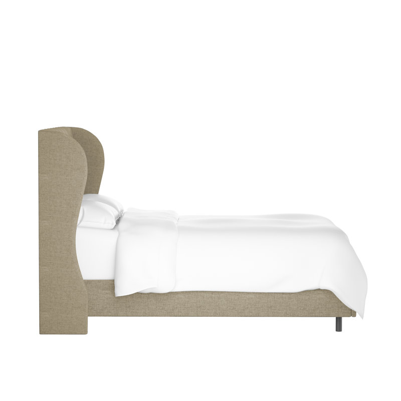 Tomey Upholstered Wingback Bed, Zuma Natural Textured Linen, Twin