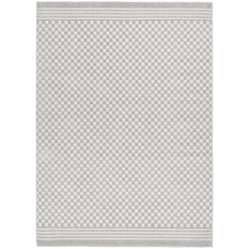Ebern Designs Care Free Light Grey Modern Indoor Rug, Rectangle 6'7" x 9'2"