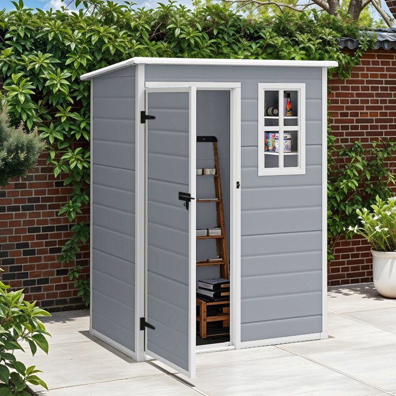 Remise de rangement en résine l 5 pi x P 3 pi, H 70,8 po x l 53,1 po x P 29,9 po, Grey