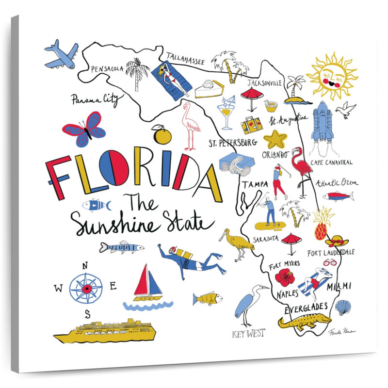 Voyage en Floride, H 20 po x l 20 po