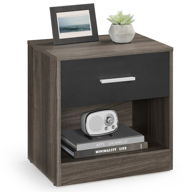 Maxxen 39cm W Manufactured Wood Bedside Table, Brown/Black