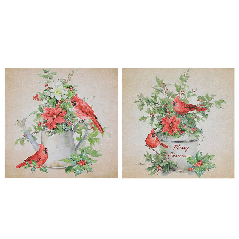 Cardinal d'art mural en bois - ensemble de 2