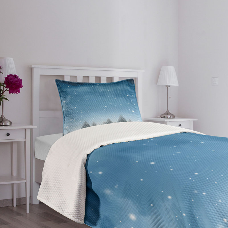 Blue Twin Quilted Bedspread Set with Pillow Sham