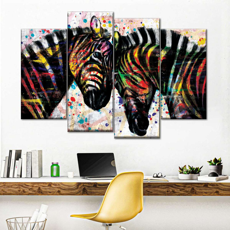 «Paint Splash Zebras», reproduction sur toile tendue, H 8 po x l 12 po x P 1 po