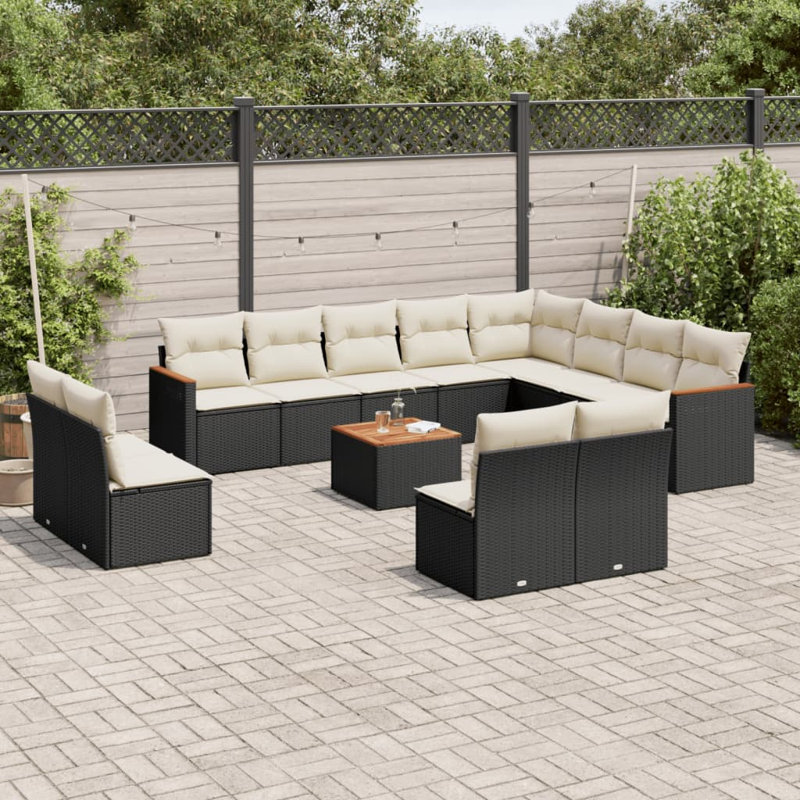 Vidaxl Garden Sofa Set, White Cushion/Black Frame