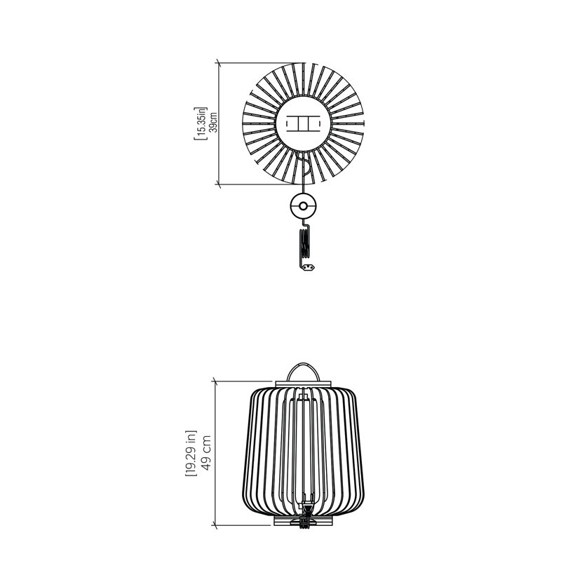 Stecche Di Legno Desk Table Lamp, Imbuia, 9.06" H x 7.87"W x 7.87" D