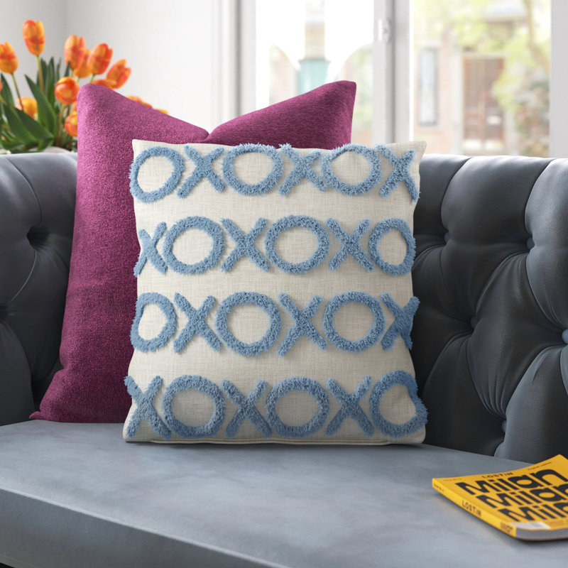 Housse et insert de coussin carré en coton Casual Xoxo, Océan