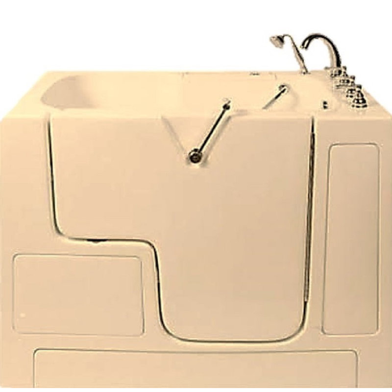 52'' x 32'' Air Fiberglass Bathtub with Faucet, Right, Beige
