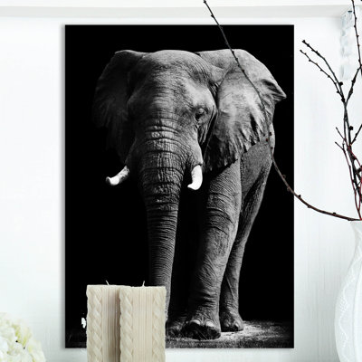 «African Elephant in Black Artwork», reproduction d'impression