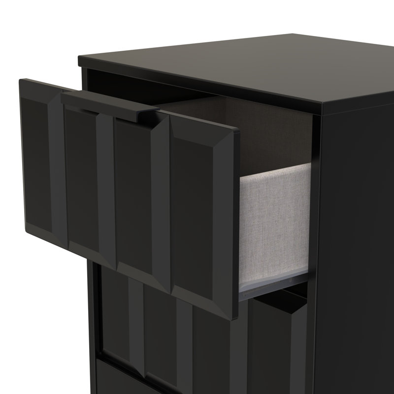 Doss 45cm W Manufactured Wood Bedside Table, Deep Black/Black Matt