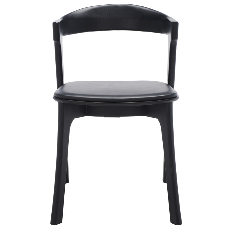 Carper 18.5'' H Leather Upholstered Oak Armchair, Black Genuine Leather