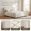 Lit plateforme très grand avec boucle, lit plateforme tapissier en tissu doux avec tête de lit courbée, beige