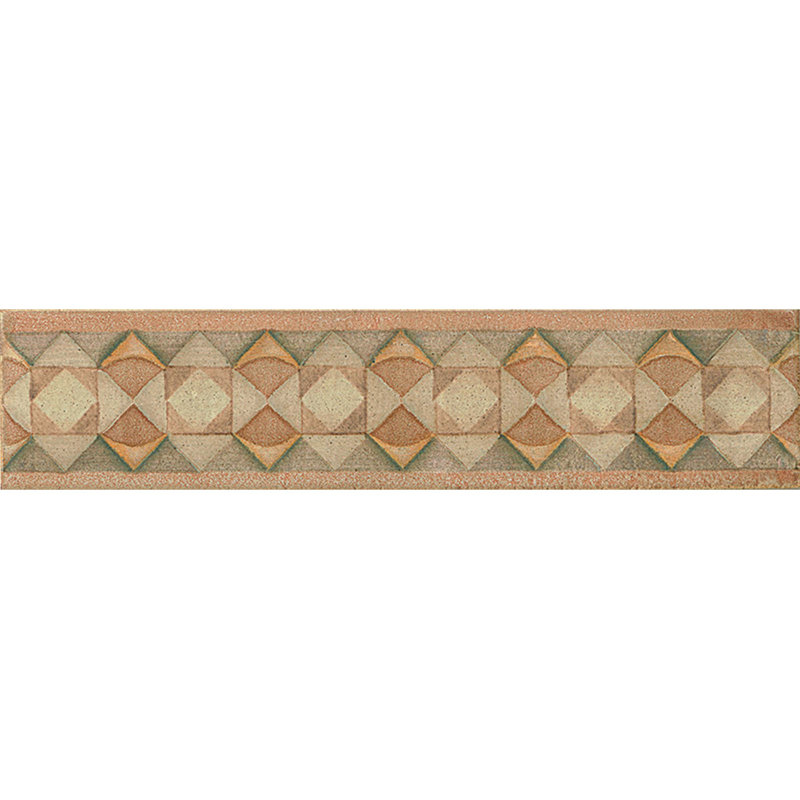 Cotto Nature 14" x 3" Porcelain Bullnose Tile Trim in Beige/Green/Orange