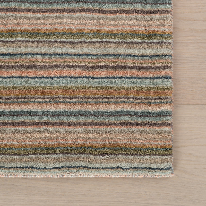 Brindle Stripe Hand Loom Knotted Wool Rug, Runner 2'6" x 8'