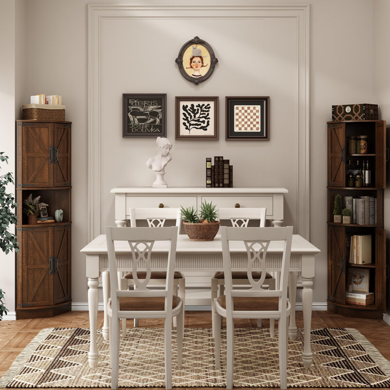 Farmhouse Corner Cabinet for Living Room, Kitchen, Laundry Room, Brown