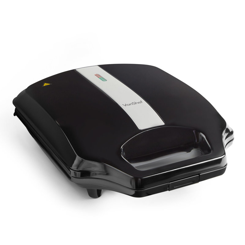 VonShef 15 cm Non Stick Electric Grill Sandwich Maker & Panini Press with Plastic Lid